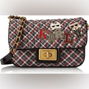 Karl Lagerfeld Black and Red Quilted Shoulder Bag